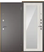 Дверь металлическая Титан Букле графит/Зеркало бел дуб 860x2066 мм Промет Правое